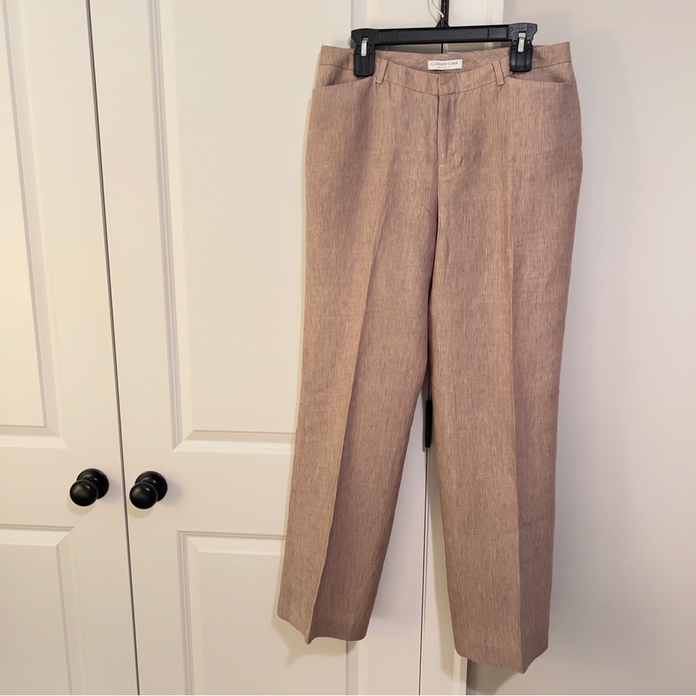 Coldwater Creek Natural Fit Pants 100% Linen Beige Trousers Women’s Sz 10